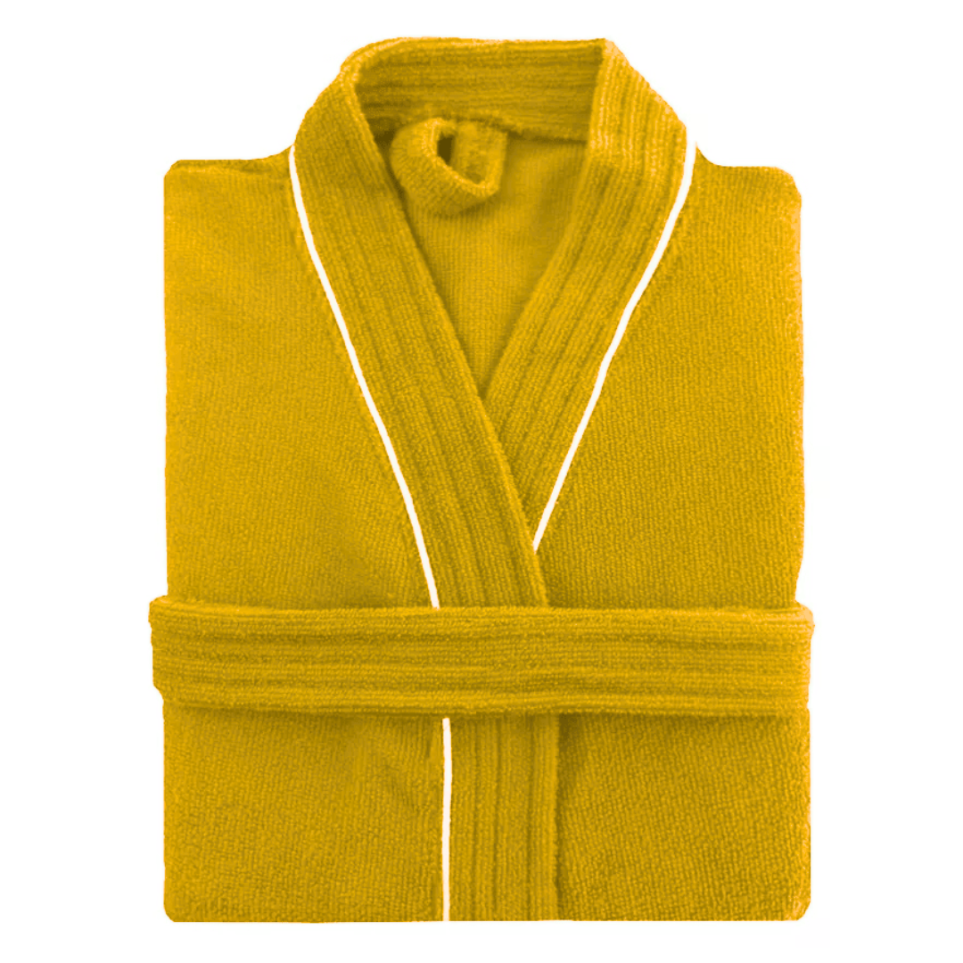 Bata de Baño Amarillo Detalle en Blanco