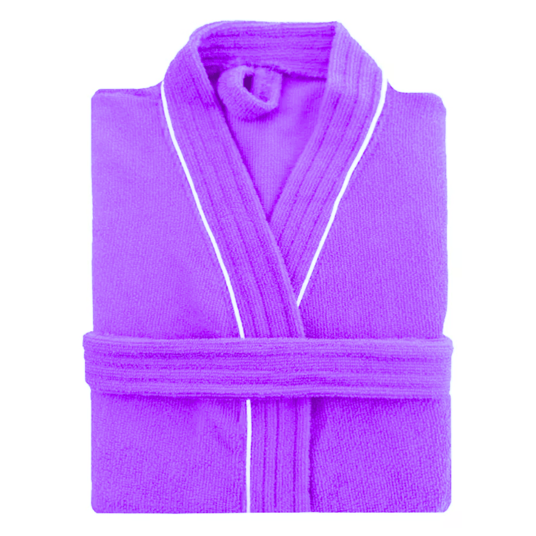 Bata de Baño Lila Detalle en Blanco