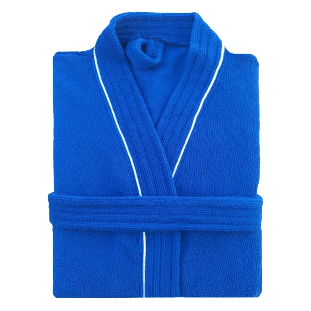 Bata de Baño Azul Detalle en Blanco