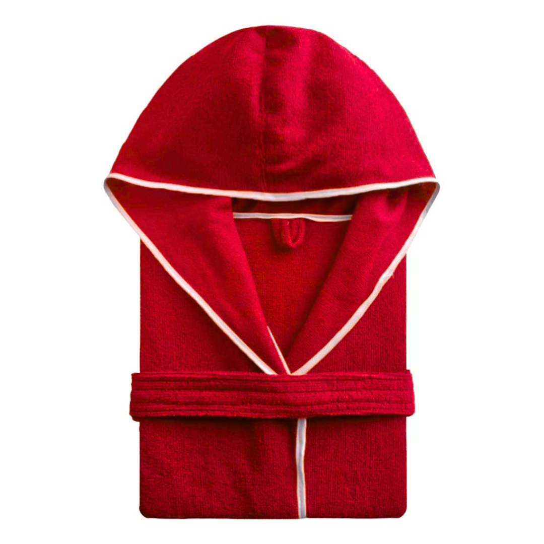 Bata De Baño Roja Con Capucha