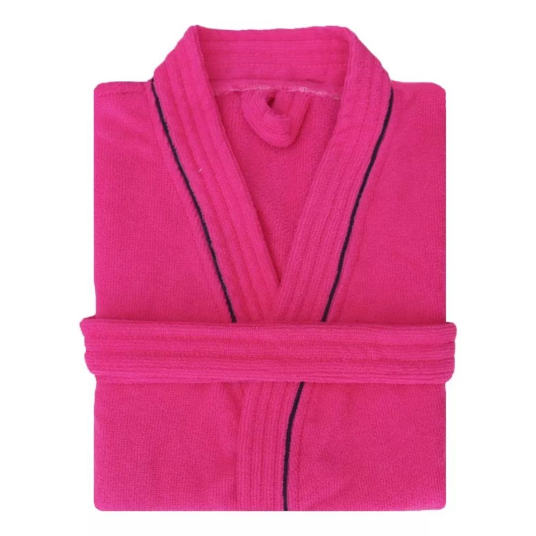 Bata de Baño Fucsia Detalle en Negro