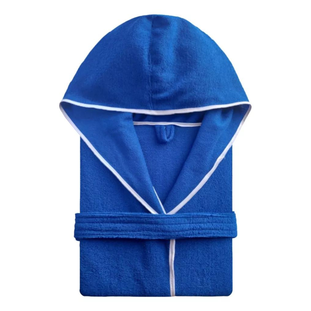 Bata De Baño Azul Con Capucha