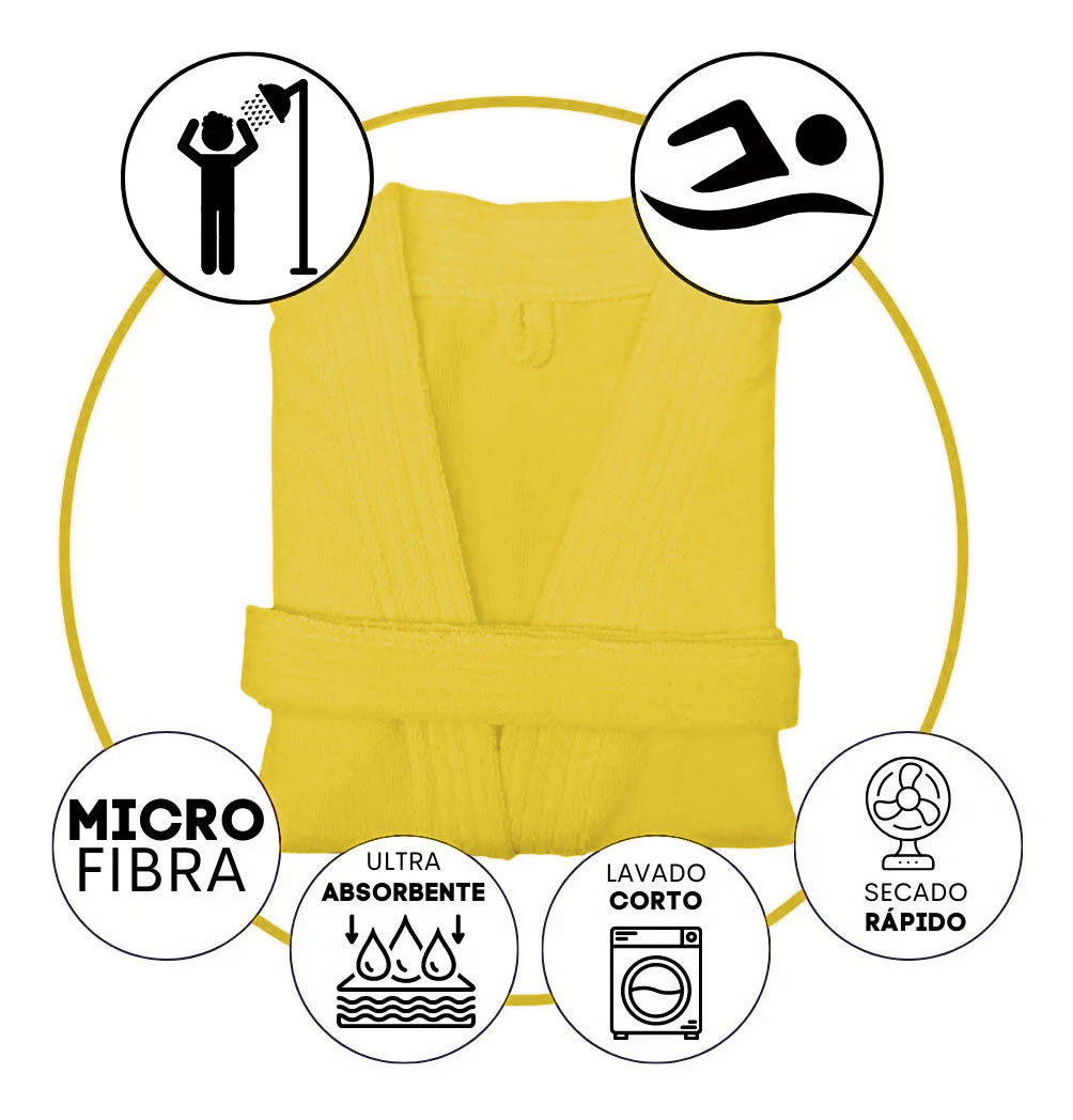 Bata de Baño Unisex Microfibra Amarillo Canario