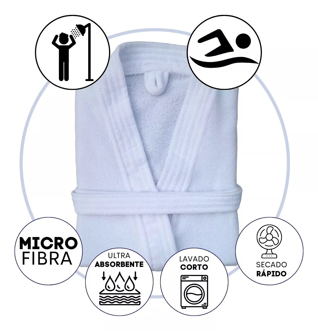 Bata de Baño Unisex Microfibra Blanco