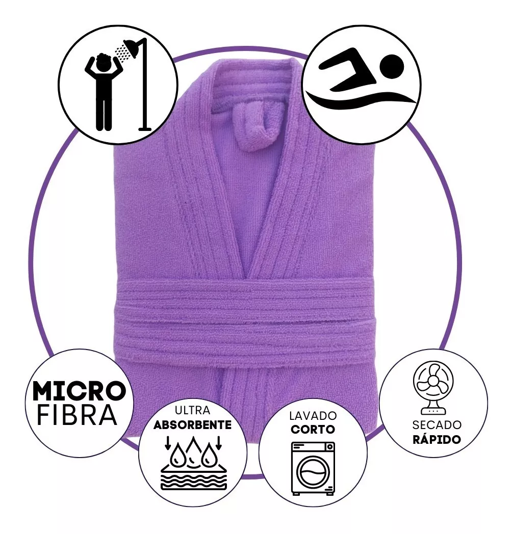 Bata de Baño Unisex Microfibra Lila