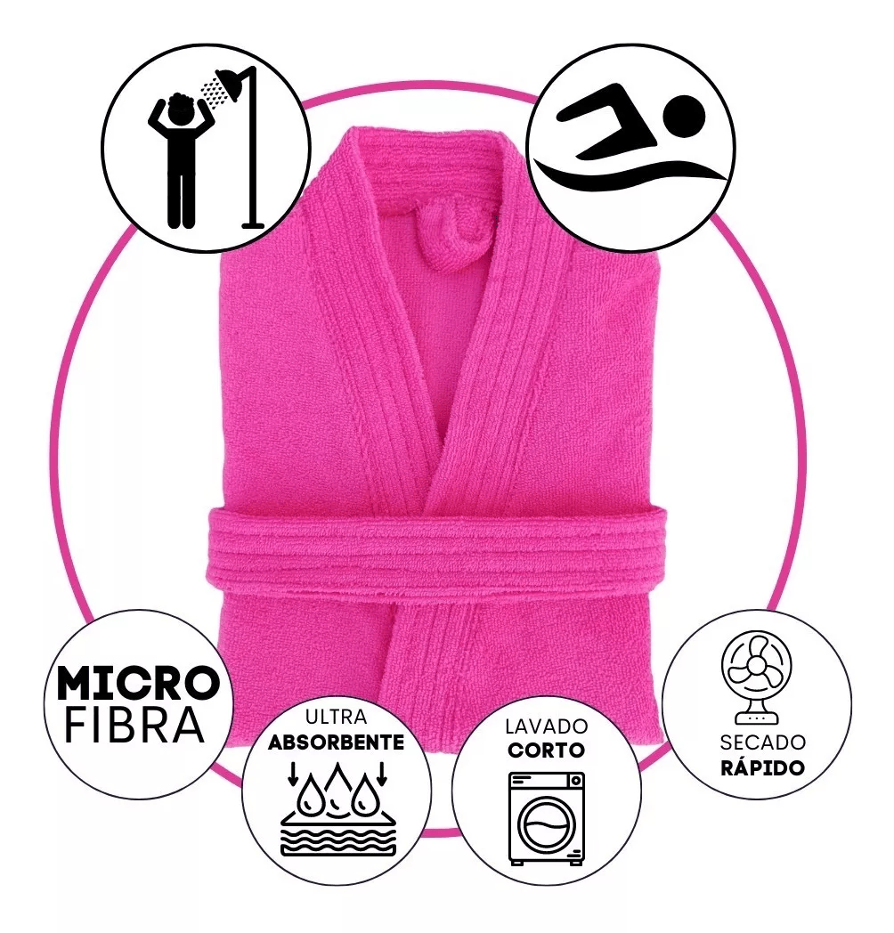 Bata de Baño Unisex Microfibra Fucsia