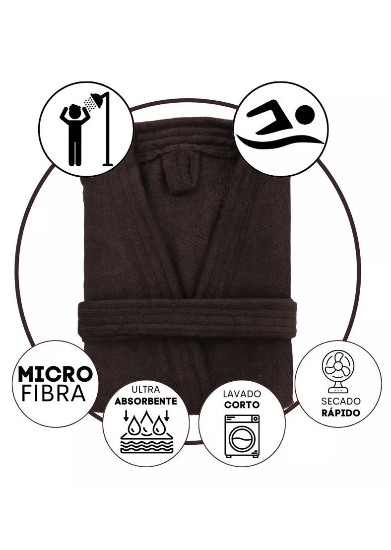 Bata de Baño Unisex Microfibra Café
