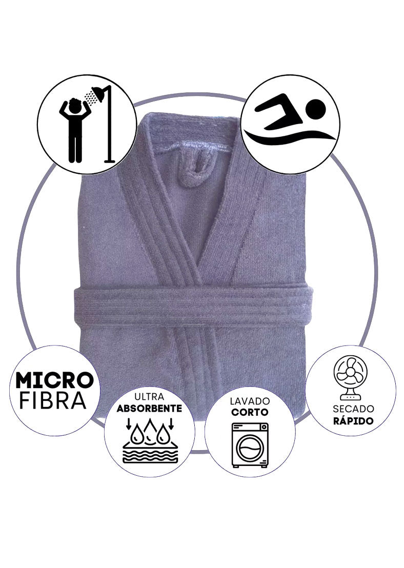 Bata de Baño Unisex Microfibra Gris Claro