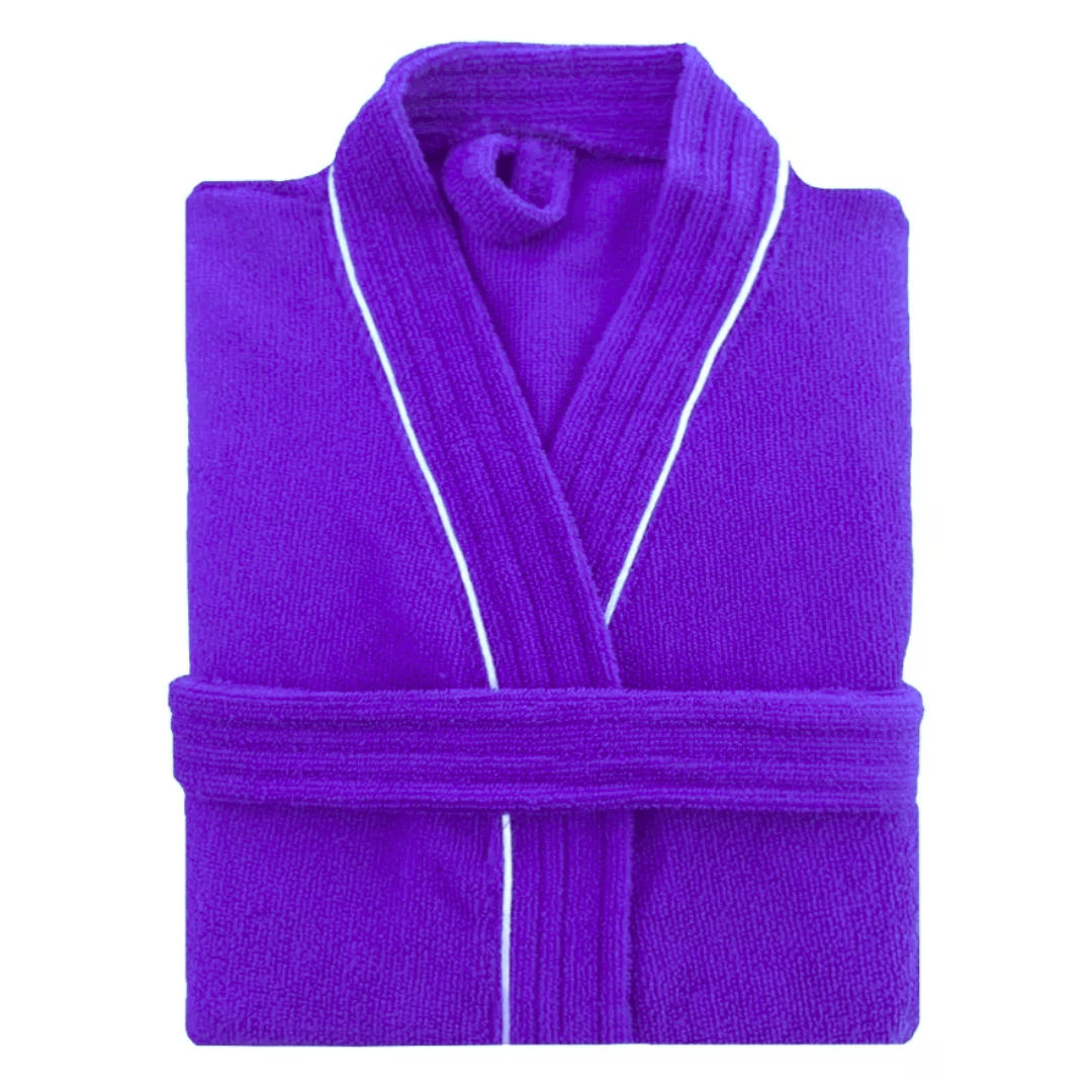 Bata de Baño Morado Detalle en Blanco