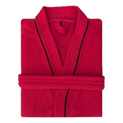 Bata de Baño Roja Detalle en Negro