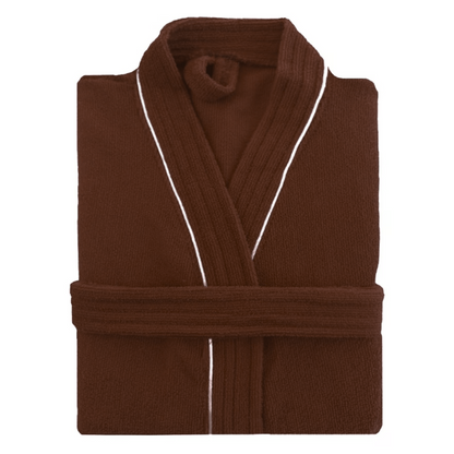 Bata de Baño Chocolate Detalle en Blanco