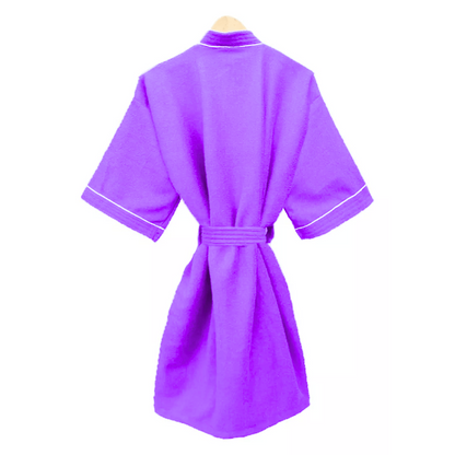 Bata de Baño Lila Detalle en Blanco