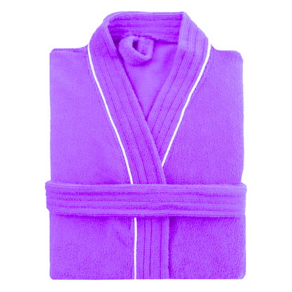 Bata de Baño Lila Detalle en Blanco