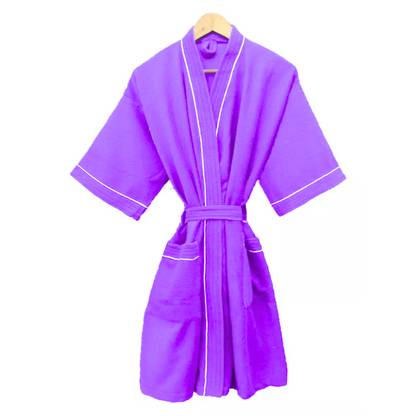 Bata de Baño Lila Detalle en Blanco