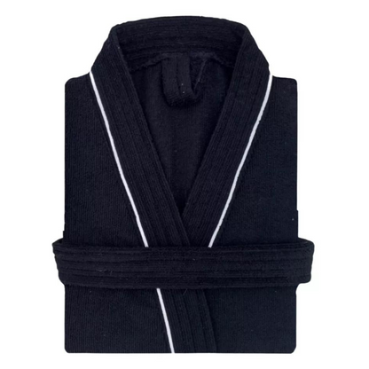 Bata de Baño Negra Detalle en Blanco