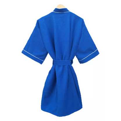 Bata de Baño Azul Detalle en Blanco