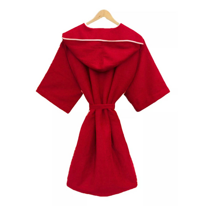 Bata De Baño Roja Con Capucha