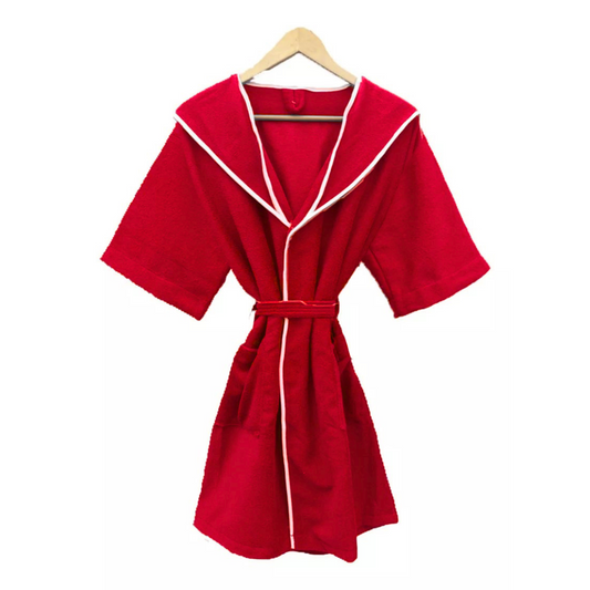 Bata De Baño Roja Con Capucha