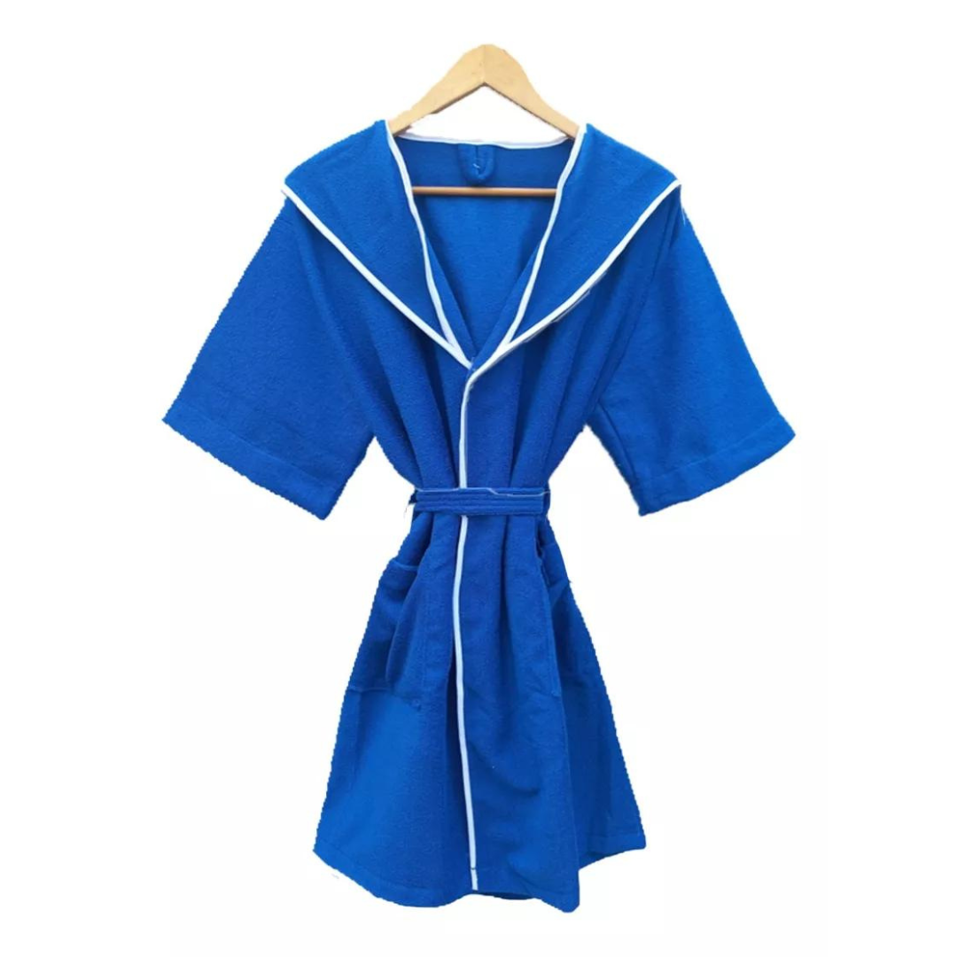 Bata De Baño Azul Con Capucha