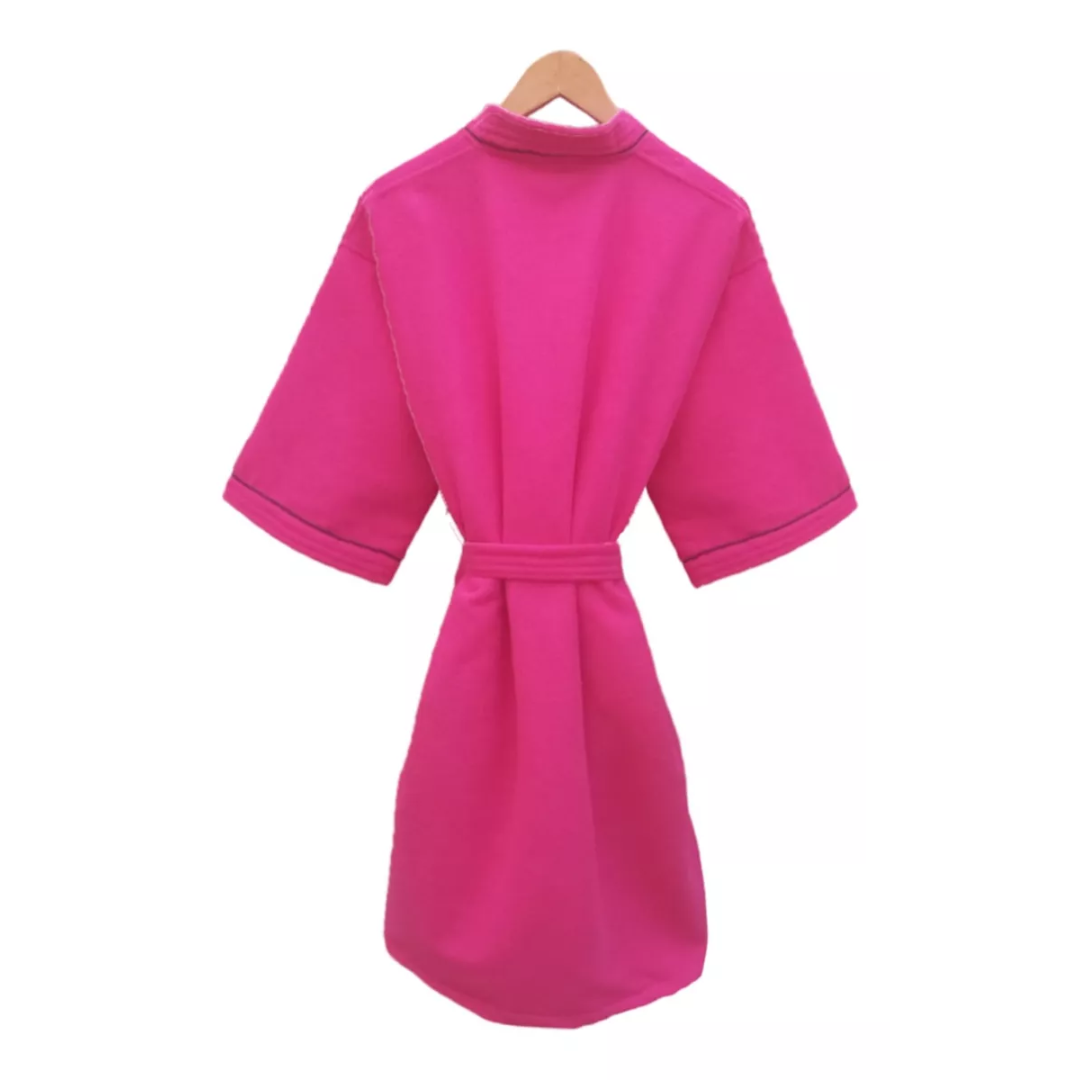 Bata de Baño Fucsia Detalle en Negro