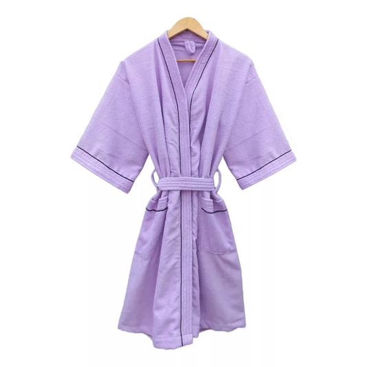 Bata de Baño Lila Detalle en Negro