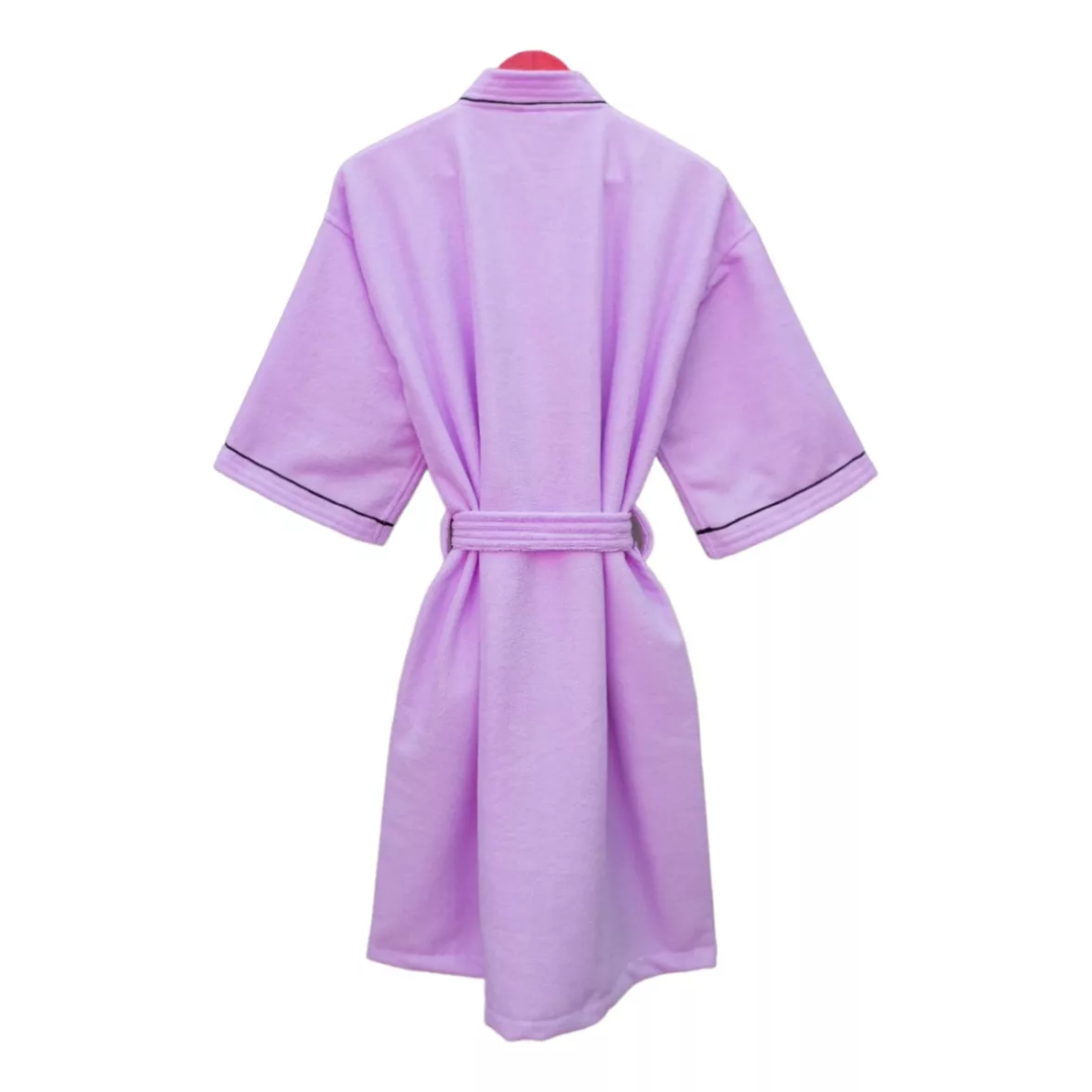 Bata de Baño Lila Detalle en Negro