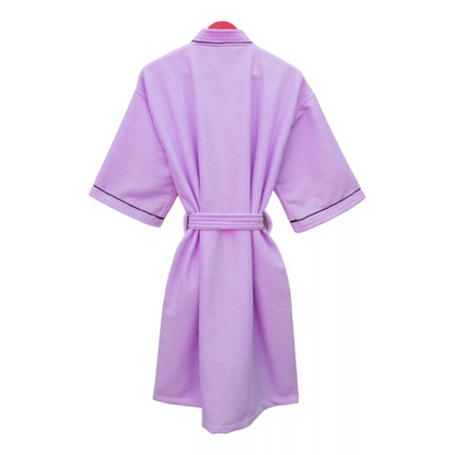 Bata de Baño Lila Detalle en Negro