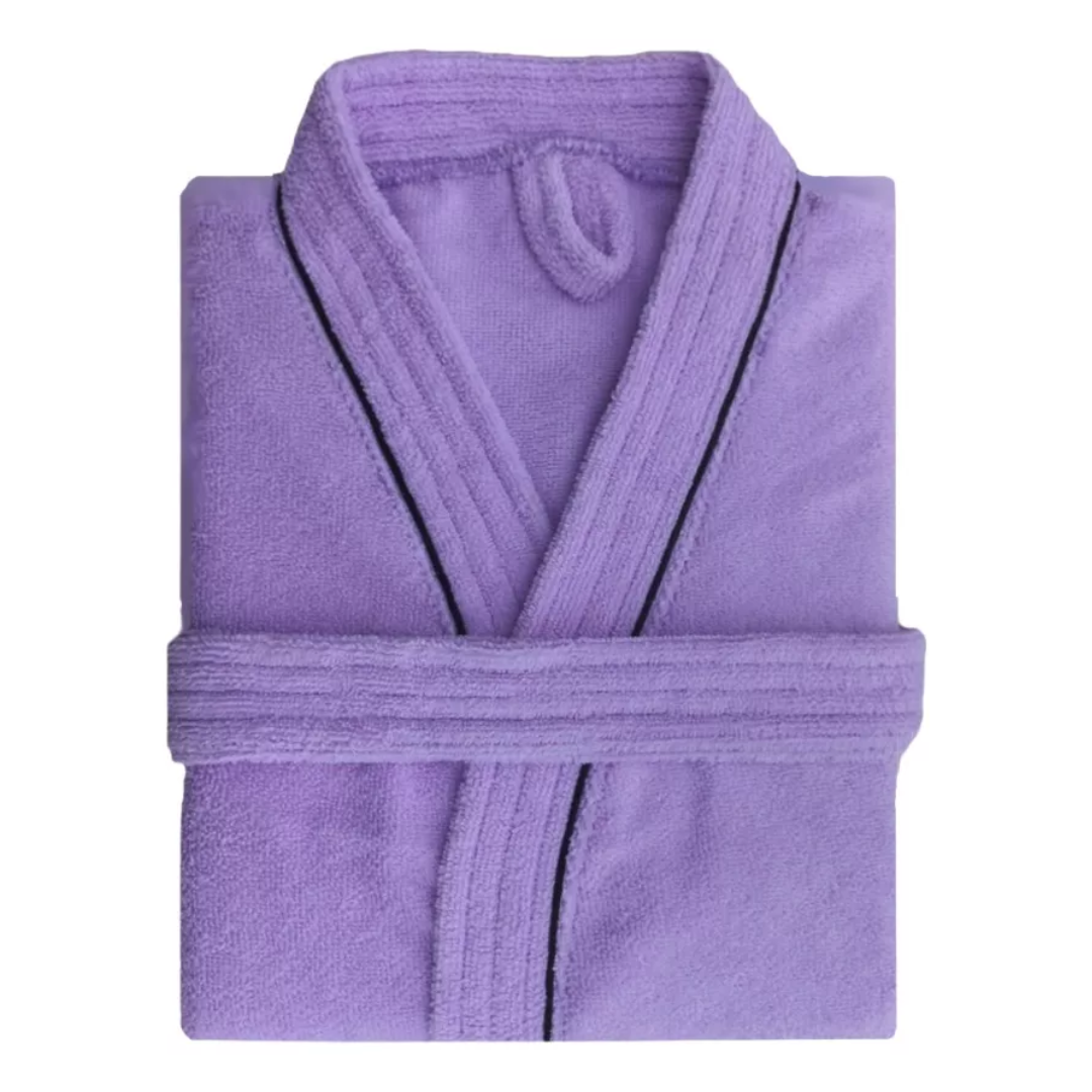 Bata de Baño Lila Detalle en Negro