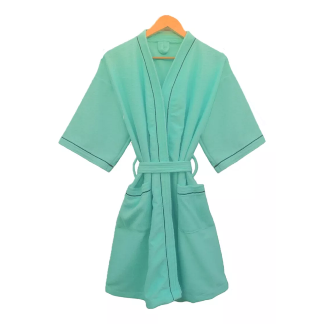 Bata de Baño Menta Detalle en Negro