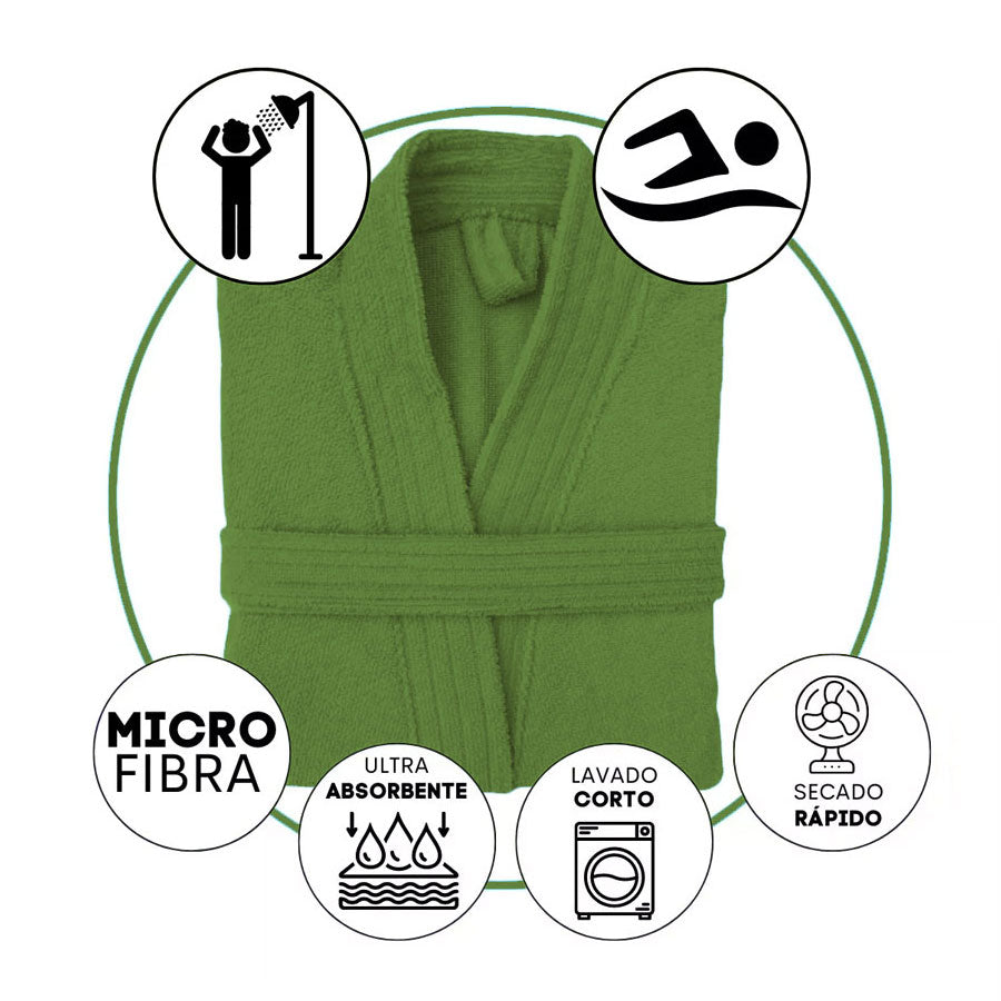 Bata de Baño Unisex Microfibra Verde Aguacate