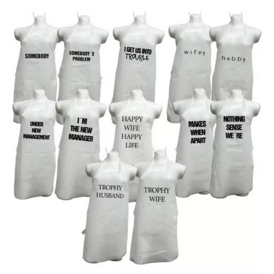 Paquete De 25 Mandiles Para Boda en Ingles | Blanco