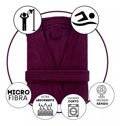 Bata de Baño Unisex Microfibra Vino