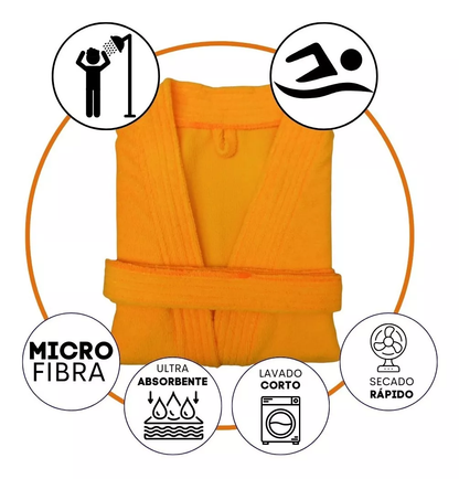 Bata de Baño Unisex Microfibra Amarillo Mango