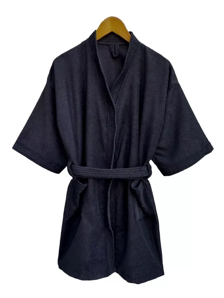 Bata de Baño Unisex Microfibra Negro