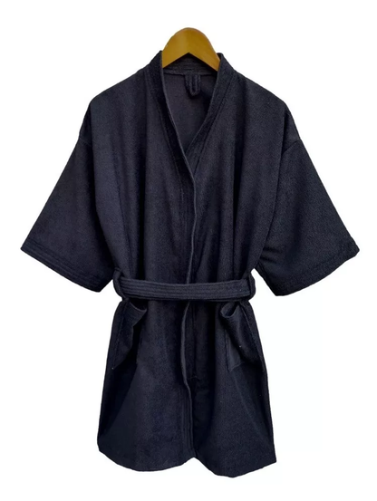Bata de Baño Unisex Microfibra Negro