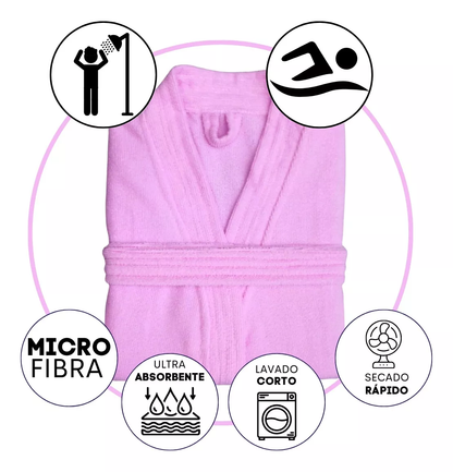 Bata de Baño Unisex Microfibra rosa Pastel