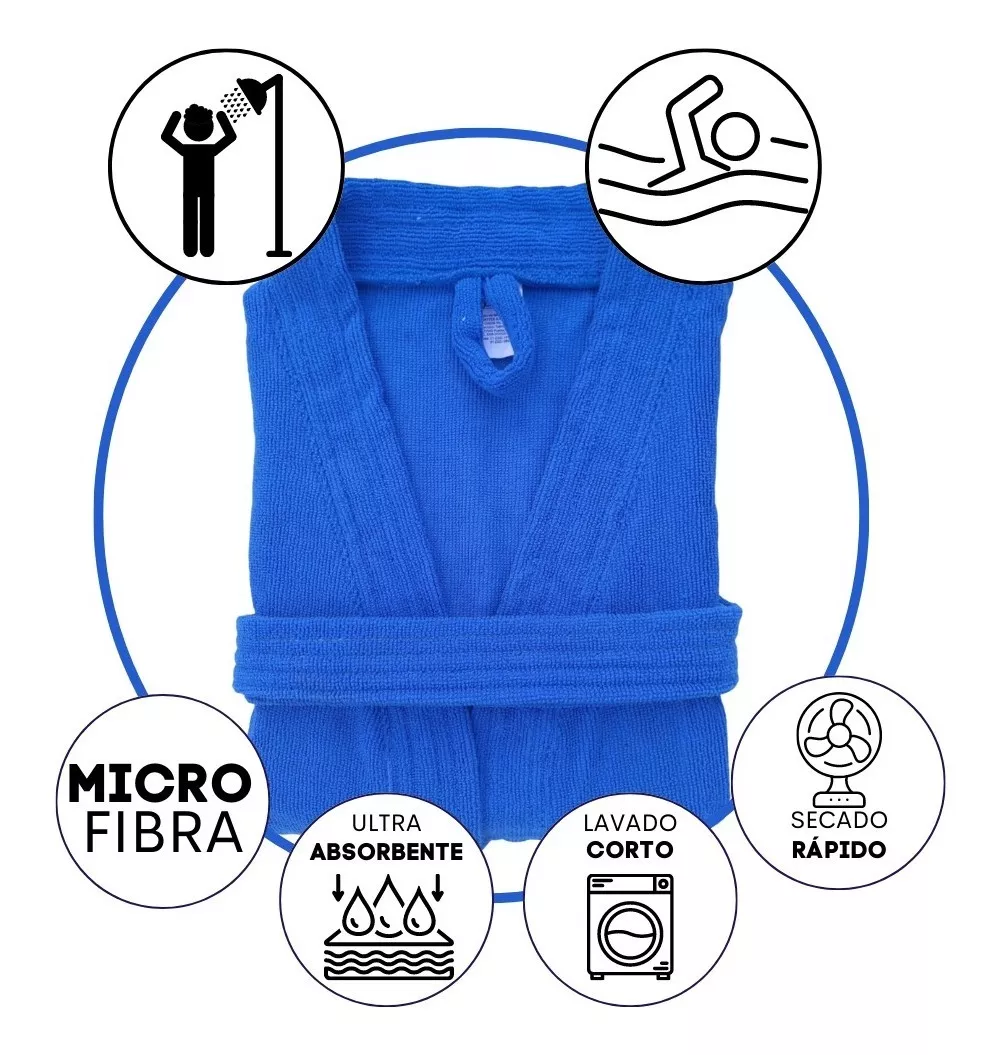 Bata de Baño Unisex Microfibra Azul Rey