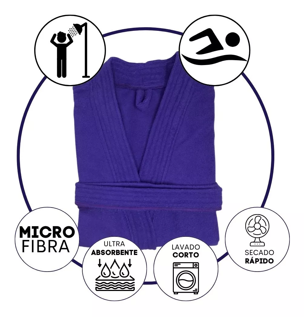 Bata de Baño Unisex Microfibra Morado