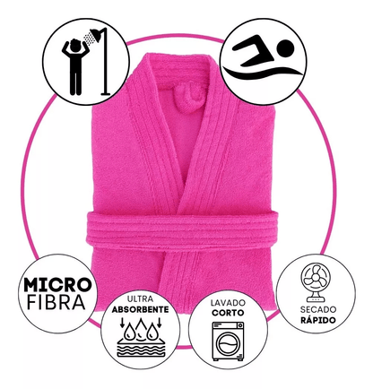 Bata de Baño Unisex Microfibra Fucsia