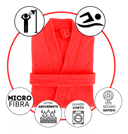Bata de Baño Unisex Microfibra Rojo