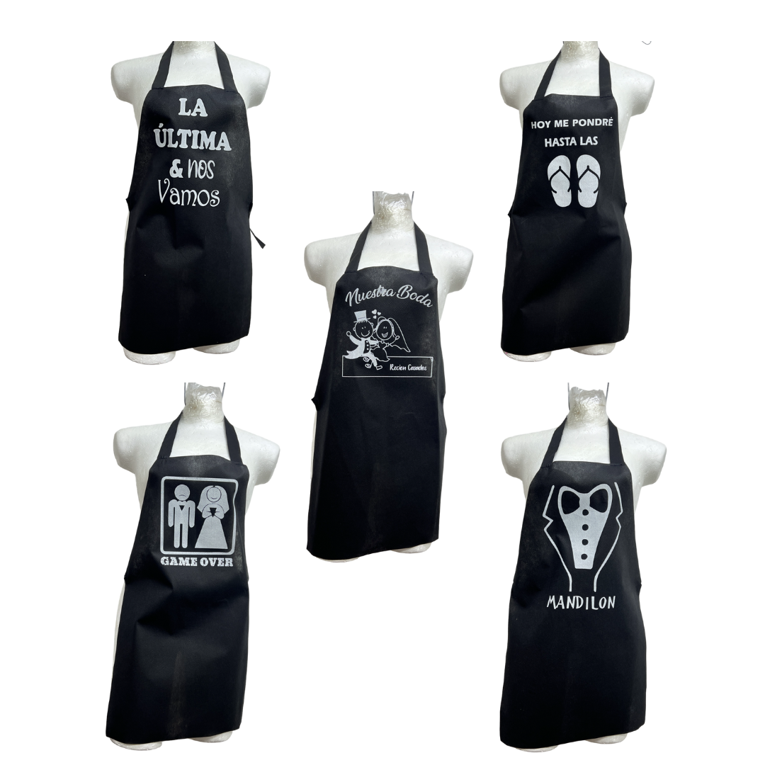 Paquetes De 25 Mandiles Para Boda | Negro