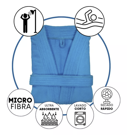 Bata de Baño Unisex Microfibra Azul Cielo