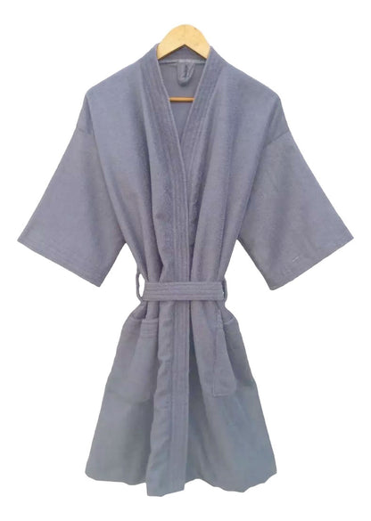 Bata de Baño Unisex Microfibra Gris Claro