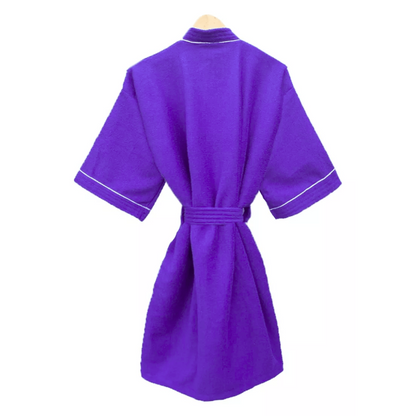 Bata de Baño Morado Detalle en Blanco