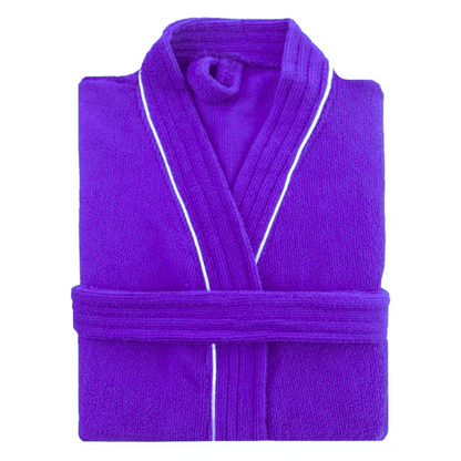 Bata de Baño Morado Detalle en Blanco